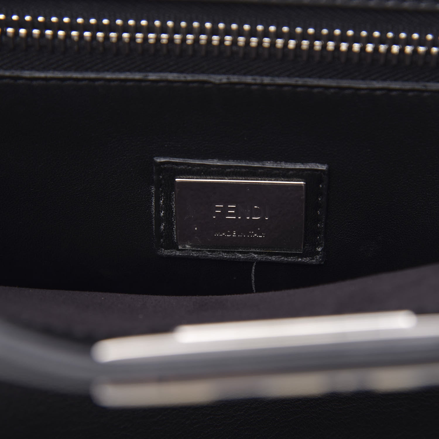 Fendi Vitello Dolce Shiny Nappa Plexglass Granite Medium Peekaboo Iconic Satchel Black 7 of 12