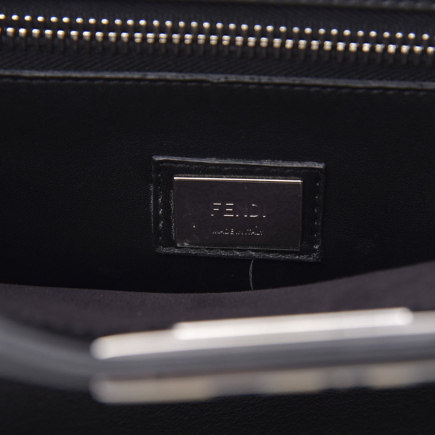 Vitello Dolce Shiny Nappa Plexglass Granite Medium Peekaboo Iconic Satchel Black
