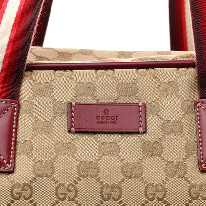 Gucci GG Monogram Web Medium Collapsable Carry On Duffle Beige Red 8 of 13
