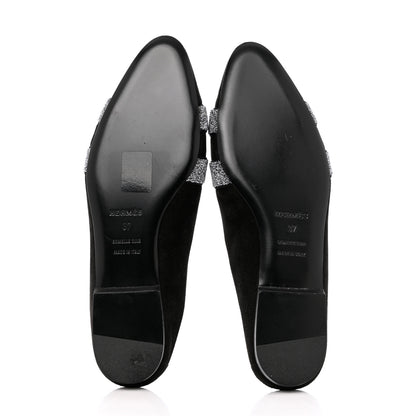 Hermes Satin Suede Goatskin Crystal Roxane Mules 37 Black 5 of 9