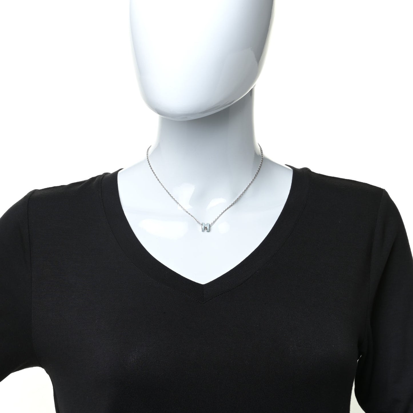 Lacquered Palladium Mini Pop H Pendant Necklace Bleu Zephyr