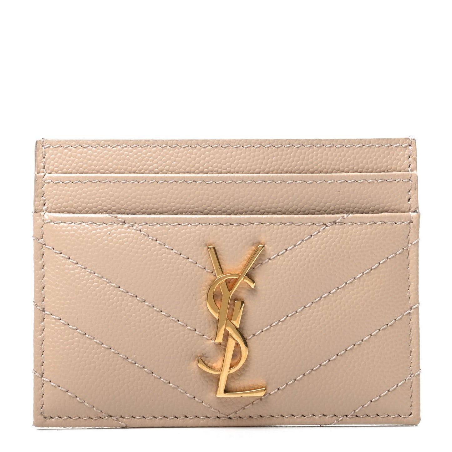 Grain De Poudre Matelasse Chevron Monogram Credit Card Case Cork