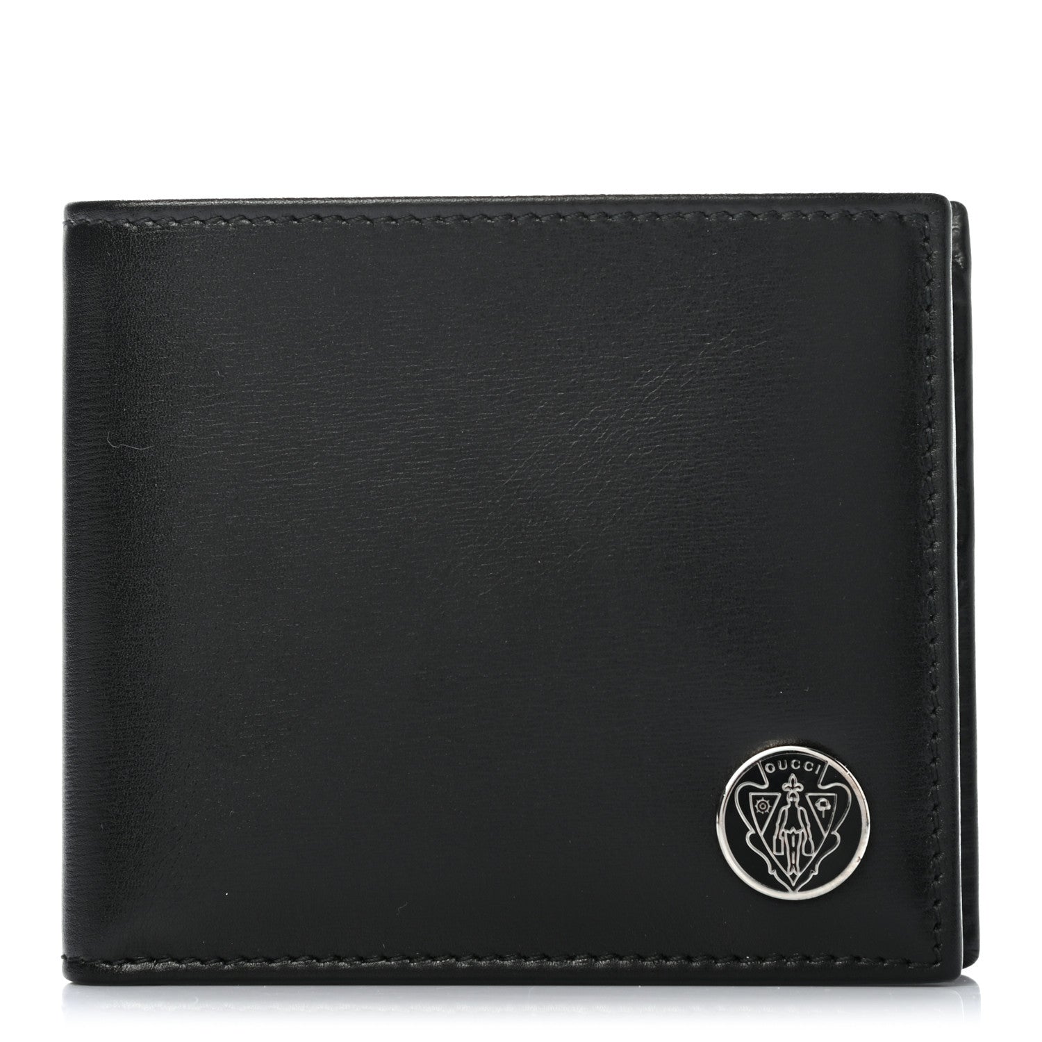 Gucci Calfskin Crest Bi-Fold Wallet Black 1 of 8