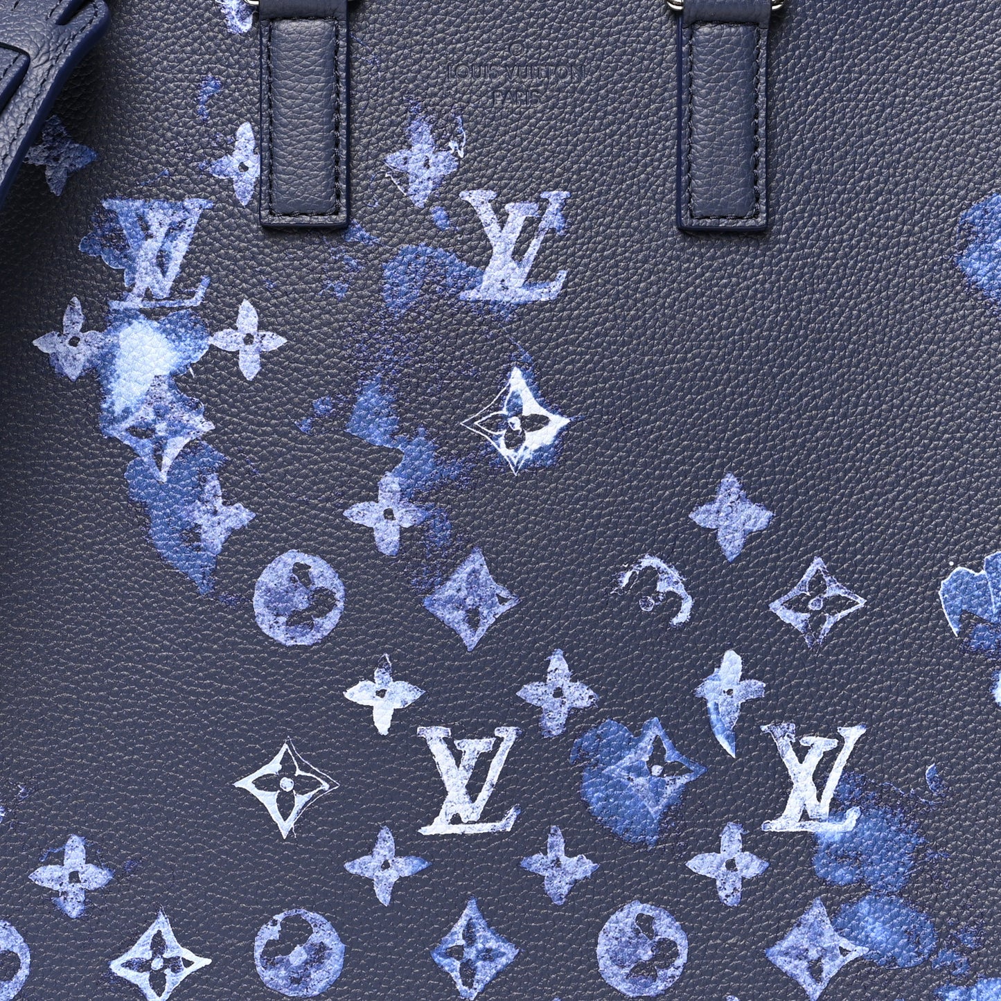 Monogram Ink Watercolor Sac Plat Zippé Blue