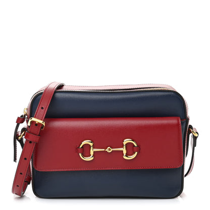 Gucci Textured Calfskin Small Horsebit 1955 Shoulder Bag Blue New Cherry Red 1 of 11