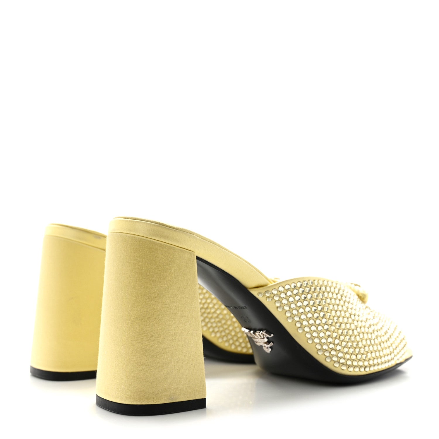 Prada Satin Crystal Logo 90mm Slide Sandals 36 Ananas 4 of 8
