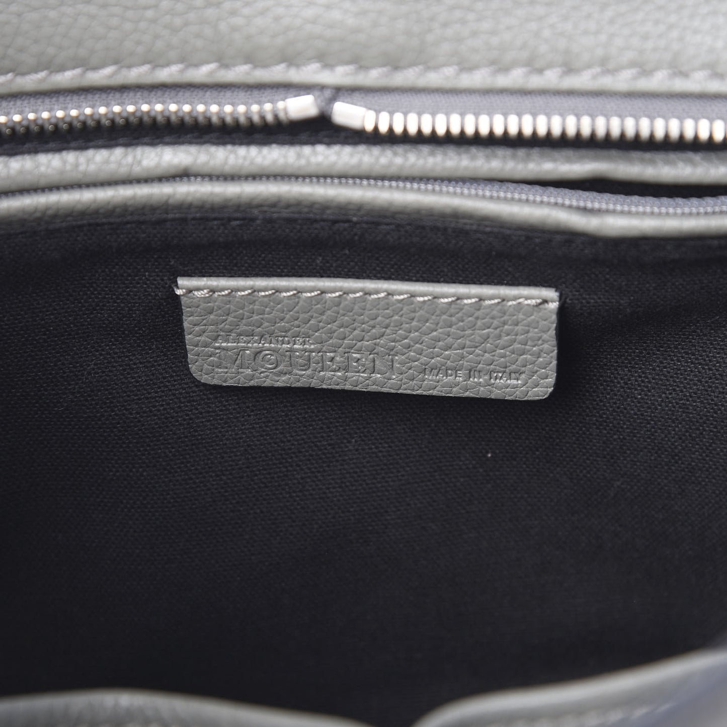 Pebbled Calfskin Small Skull Padlock Zip Around Tote Dark Grey