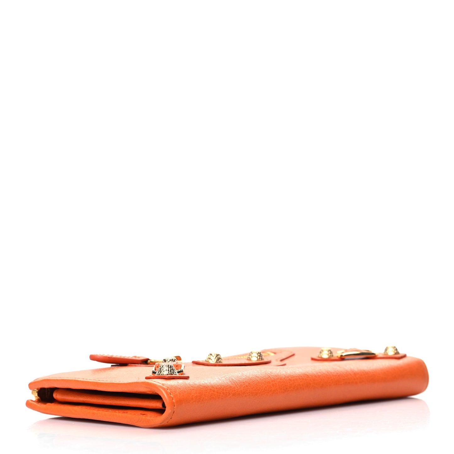 Agneau Classic Hardware Continental Zip Around Wallet Tangerine