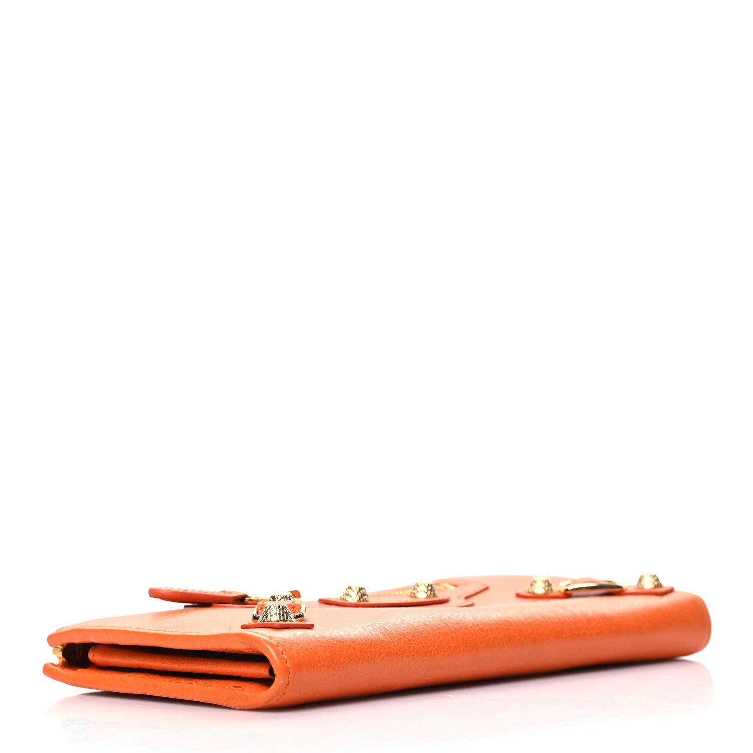 Balenciaga Agneau Classic Hardware Continental Zip Around Wallet Tangerine 4 of 10