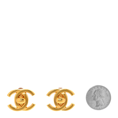 Chanel Metal CC Turnlock Clip On Earrings Gold 2 of 4