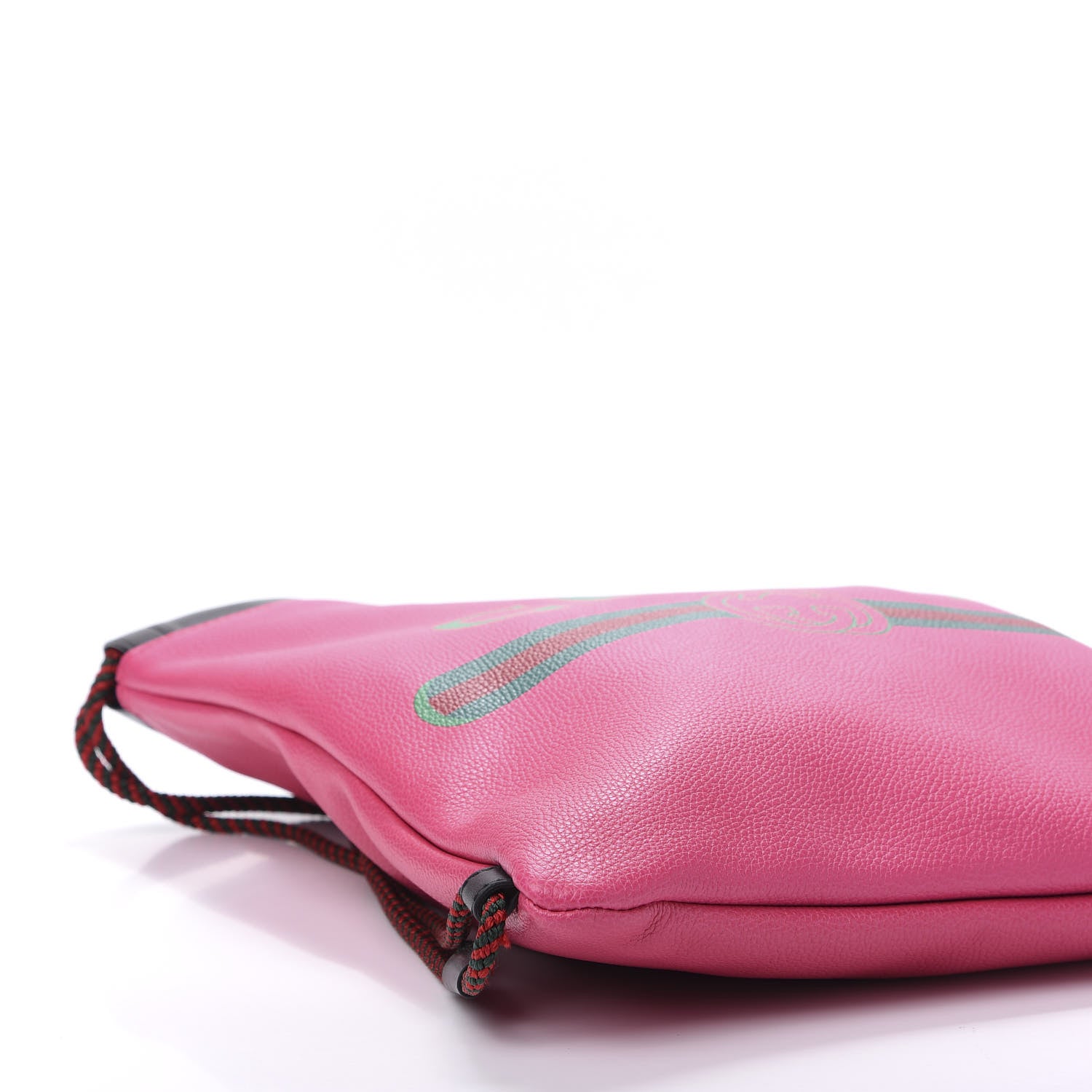 Gucci Grained Calfskin Logo Drawstring Backpack Box Pink Green Black 8 of 11