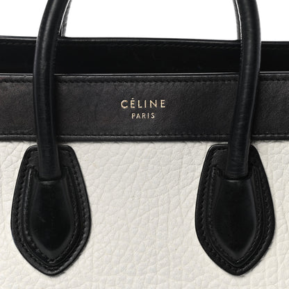 Celine Bullhide Calfskin Nubuck Bi-Color Nano Luggage Black White 9 of 12
