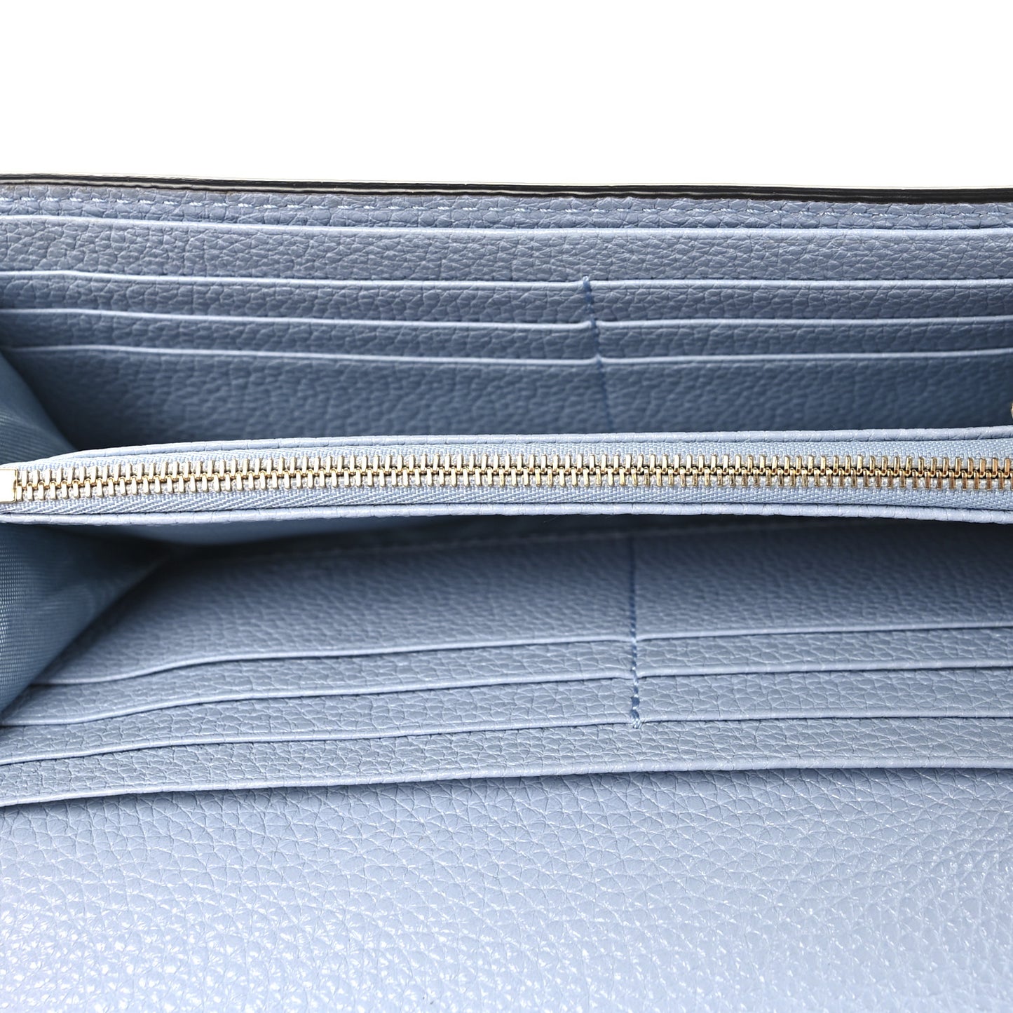 Grainy Calfskin Zumi Continental Wallet  Porcelain Light Blue