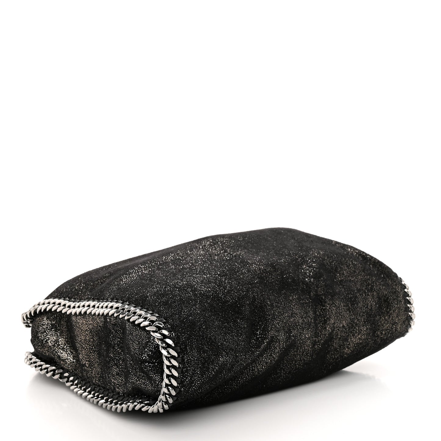 Metallic Shaggy Deer Falabella Fold Over Tote Black