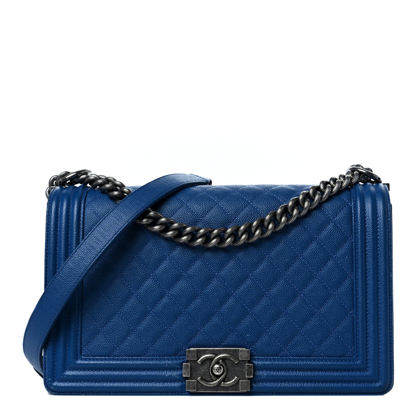 Caviar Quilted New Medium Boy Flap Dark Blue