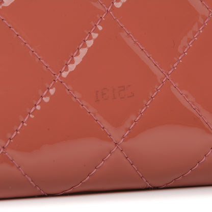 Chanel Patent Quilted Brilliant Zip Around Wallet Coral 4 of 9