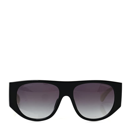 Chanel Acetate Quilted CC Pilot Sunglasses 71465 White Black 2 of 7