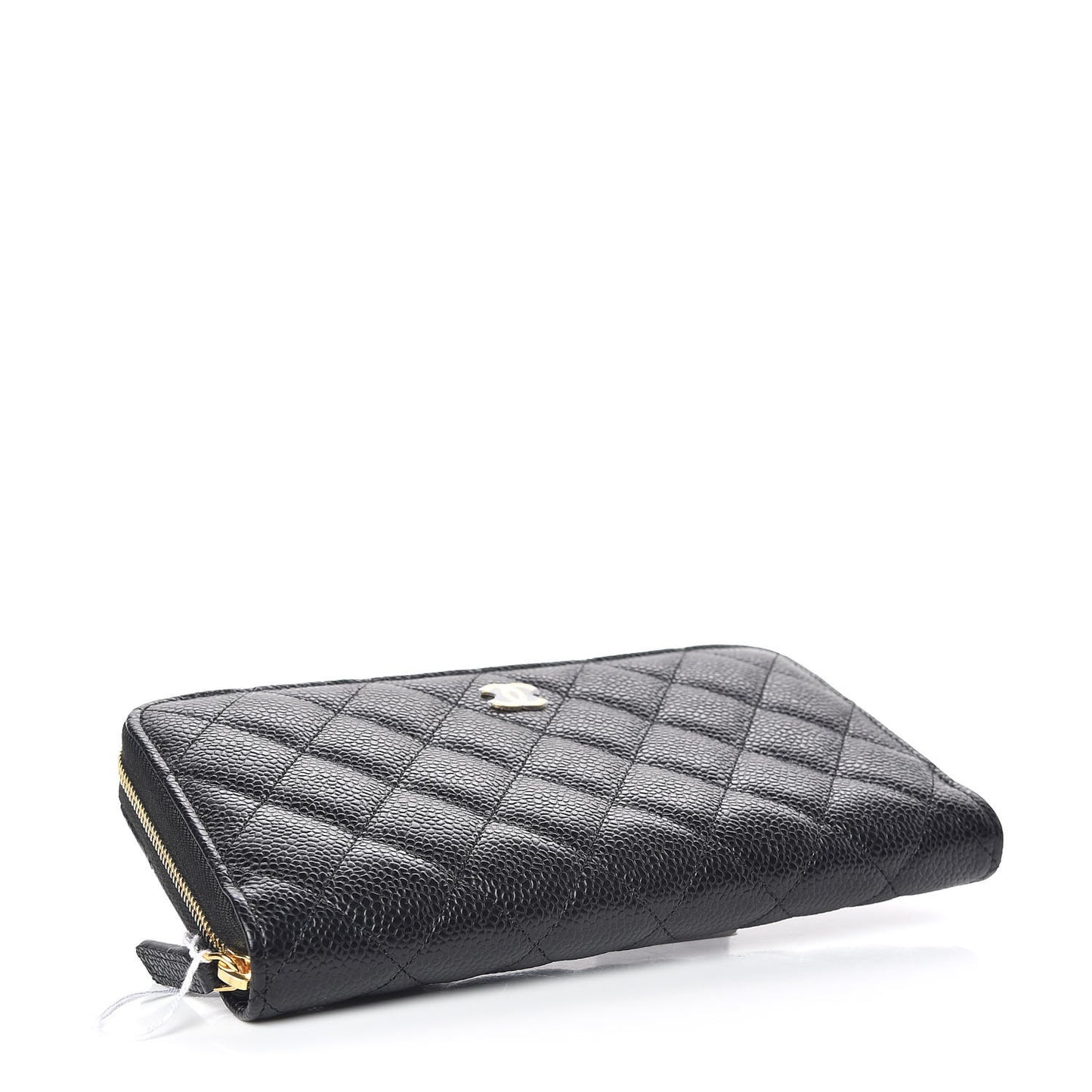 Caviar Quilted Large Gusset Zip Around Wallet Black