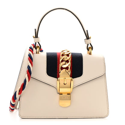 Gucci Calfskin Mini Sylvie Top Handle Bag White 1 of 10