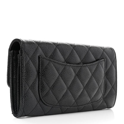 Chanel Caviar Quilted Large Gusset Flap Wallet Black 3 of 8