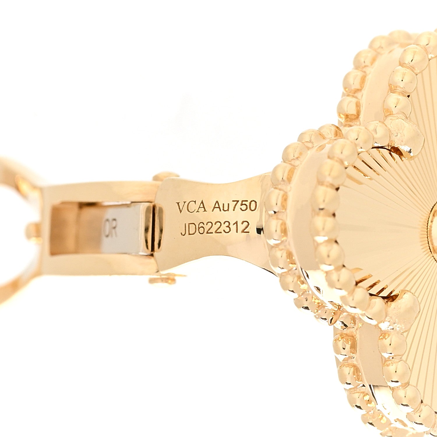 Van Cleef & Arpels 18K Yellow Gold Guilloche Vintage Alhambra Earrings 4 of 6