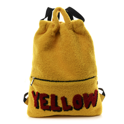 Fendi Shearling Calfskin Vocabulary Drawstring Backpack Yellow 1 of 9