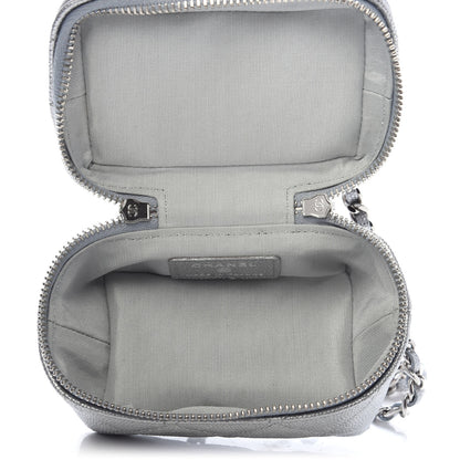 Chanel Metallic Caviar Quilted Mini Top Handle Vanity With Chain Silver 5 of 10