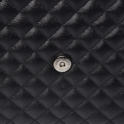 Saint Laurent Grain De Poudre Textured Mixed Matelasse Large Triquilt Monogram Monochrome Satchel Black 14 of 14