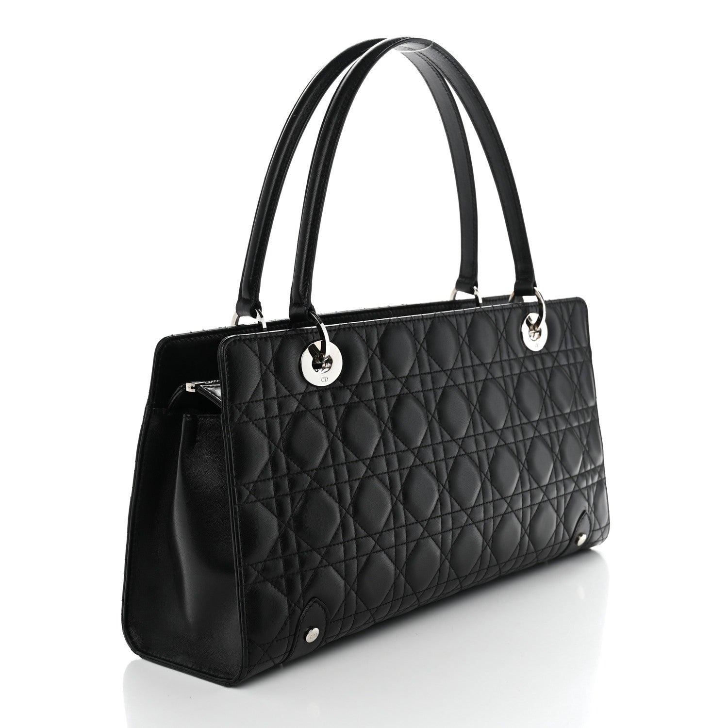 Christian Dior Lambskin Cannage Soft East West Tote Black 3 of 9