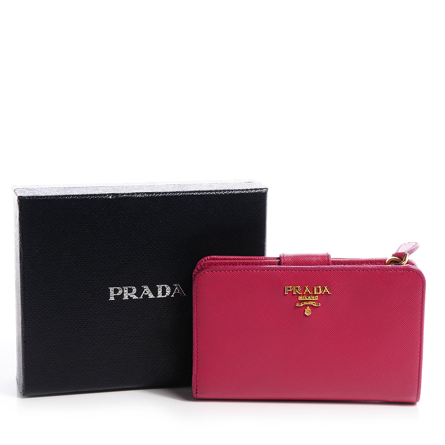 Prada Saffiano Metal Wallet Ibisco 5 of 10