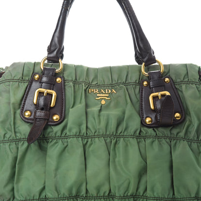 Prada Tessuto Nylon Gaufre Tote Green Brown 8 of 19