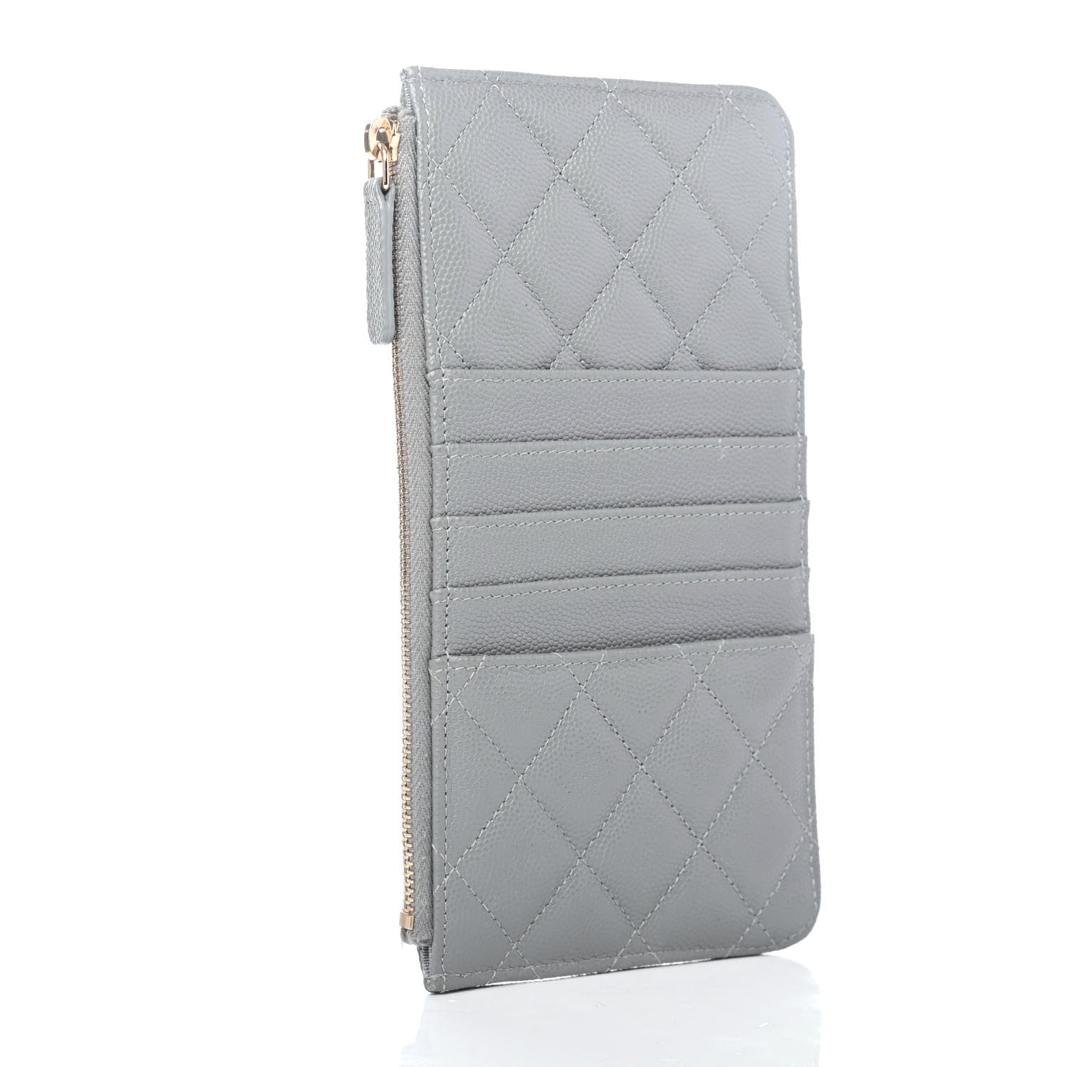 Chanel Caviar Quilted Classic Flat Wallet Pouch Grey 2 of 4