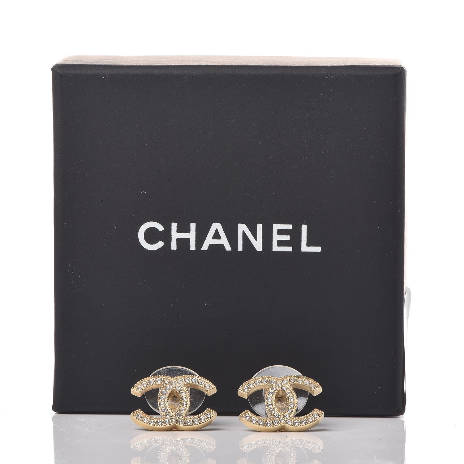 Chanel Crystal CC Earrings Gold 5 of 5