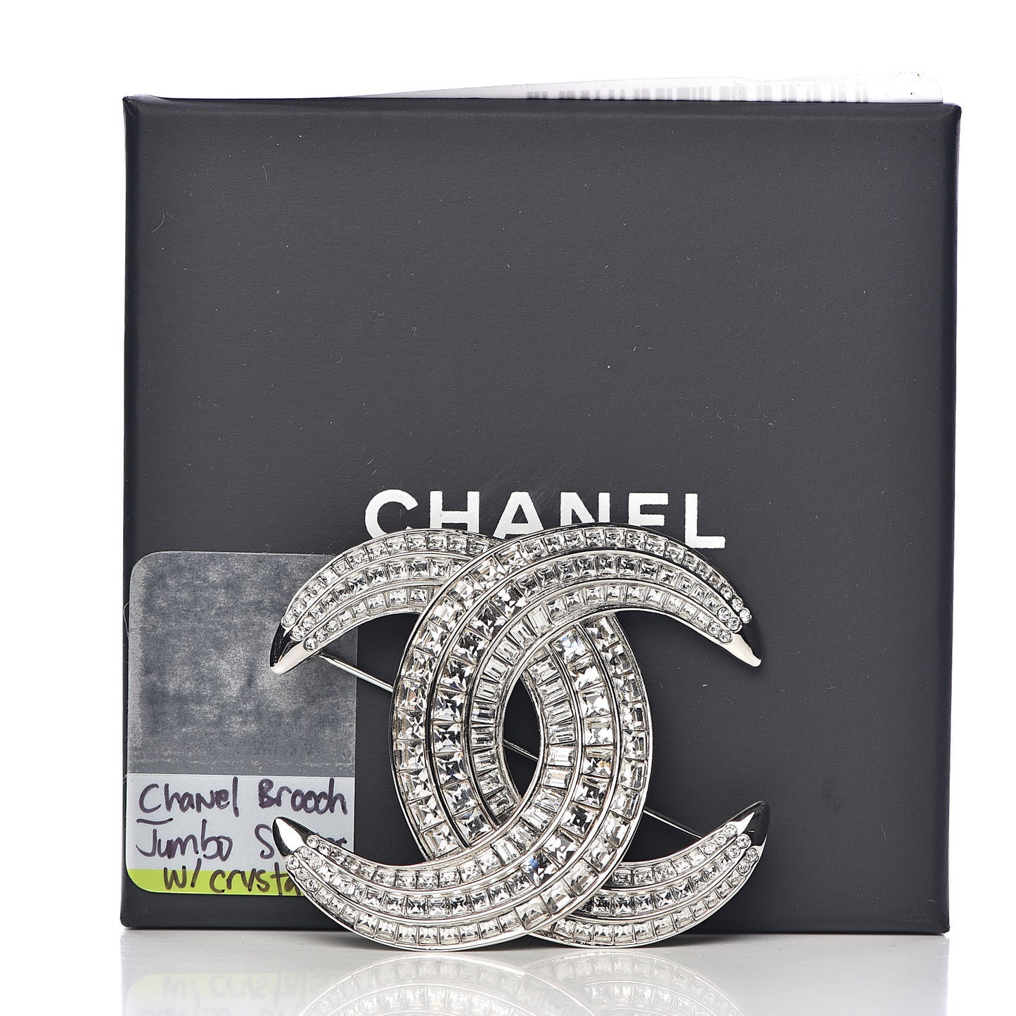 Baguette Crystal CC Brooch Silver
