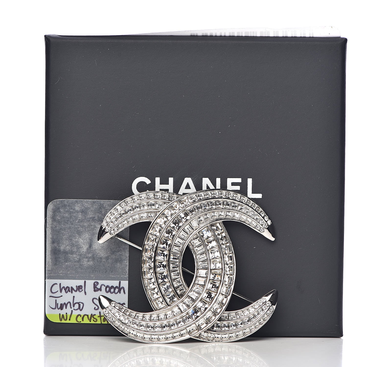 Chanel Baguette Crystal CC Brooch Silver 5 of 5
