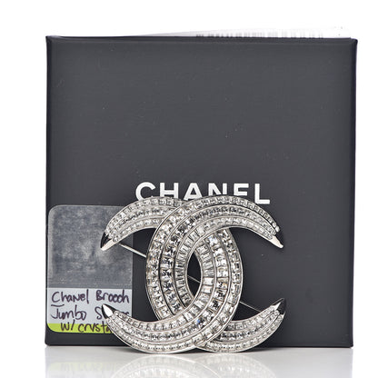Chanel Baguette Crystal CC Brooch Silver 5 of 5