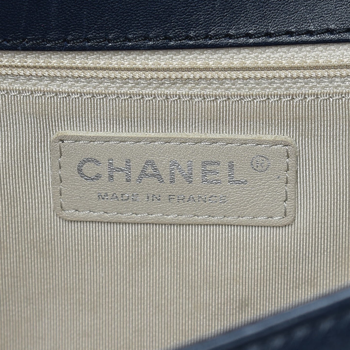 Perforated Lambskin Quilted New Medium Boy Flap Navy