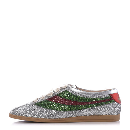 Gucci Glitter Fabric Web Mens Falacer Sneakers 9 Silver 1 of 10