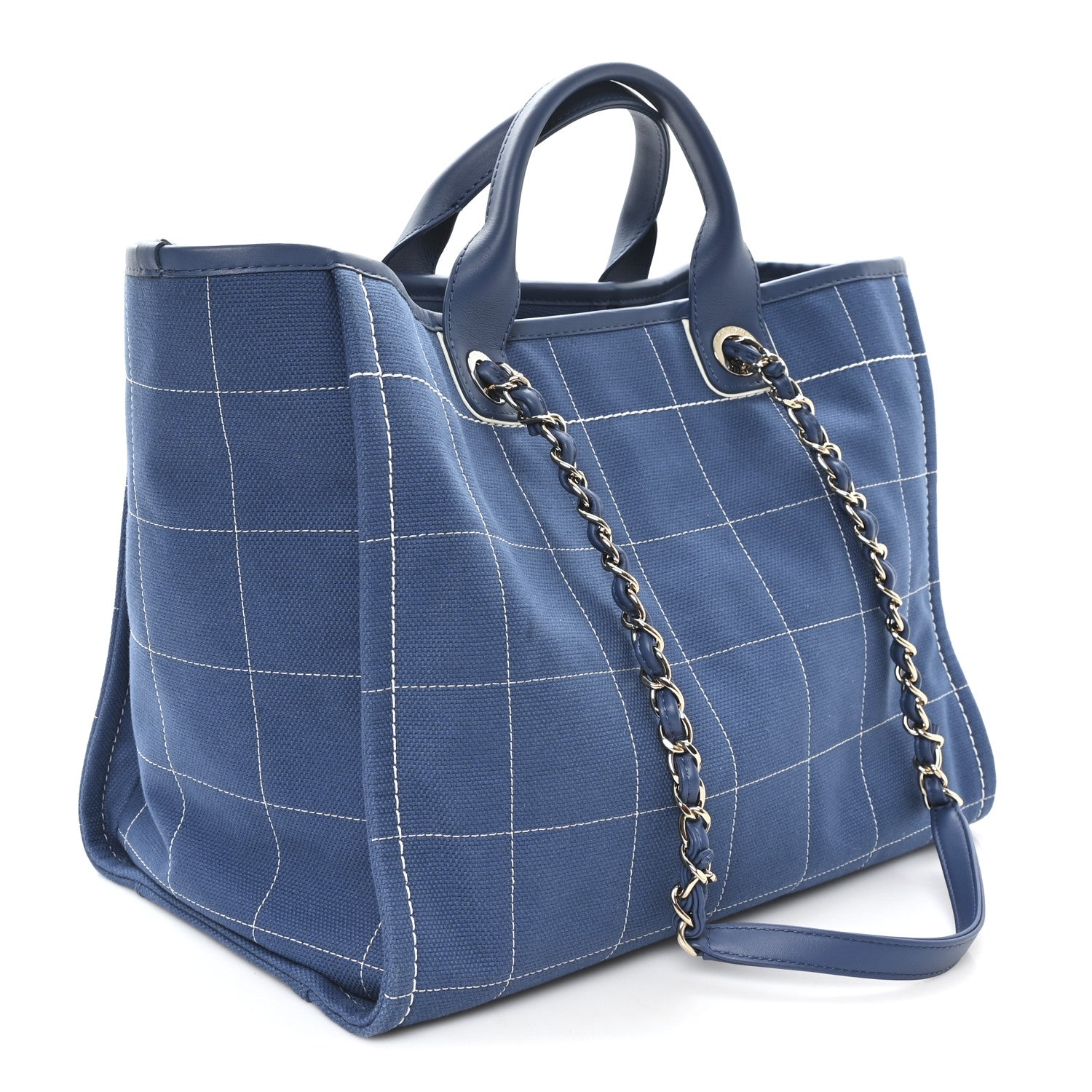 Chanel Cotton Medium Deauville Tote Blue White 4 of 11