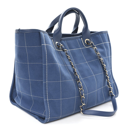 Chanel Cotton Medium Deauville Tote Blue White 4 of 11