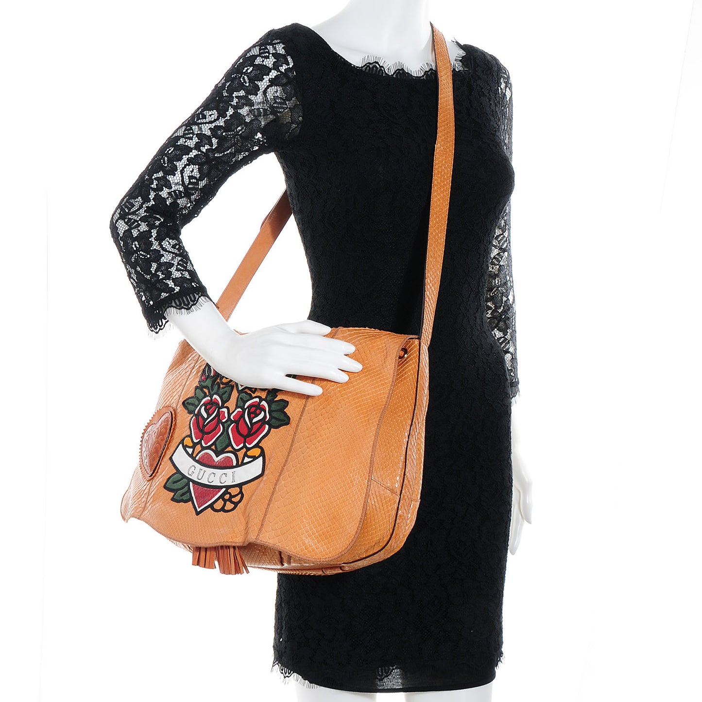 Python Tattoo Heart Tribeca Messenger Bag Tan