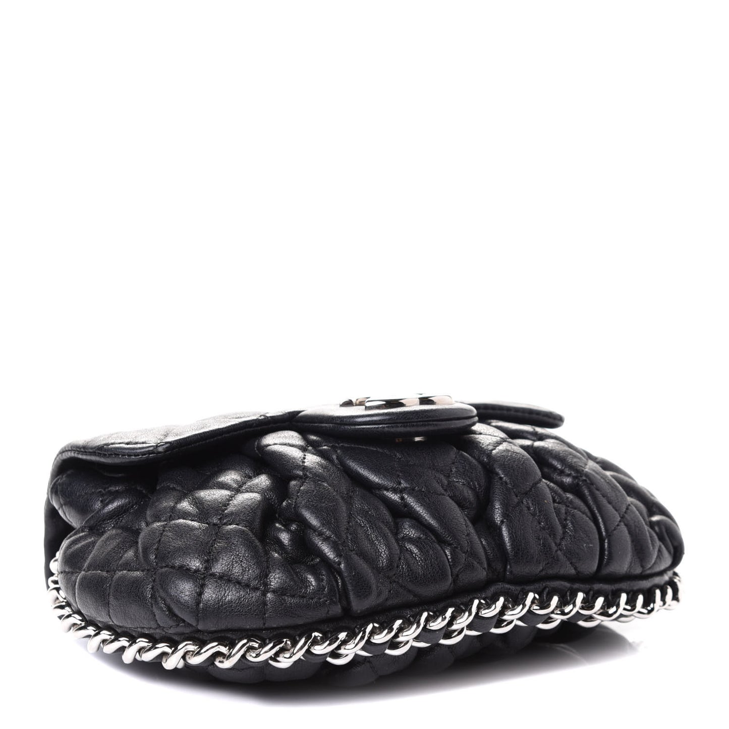Washed Lambskin Quilted Mini Chain Around Messenger Black