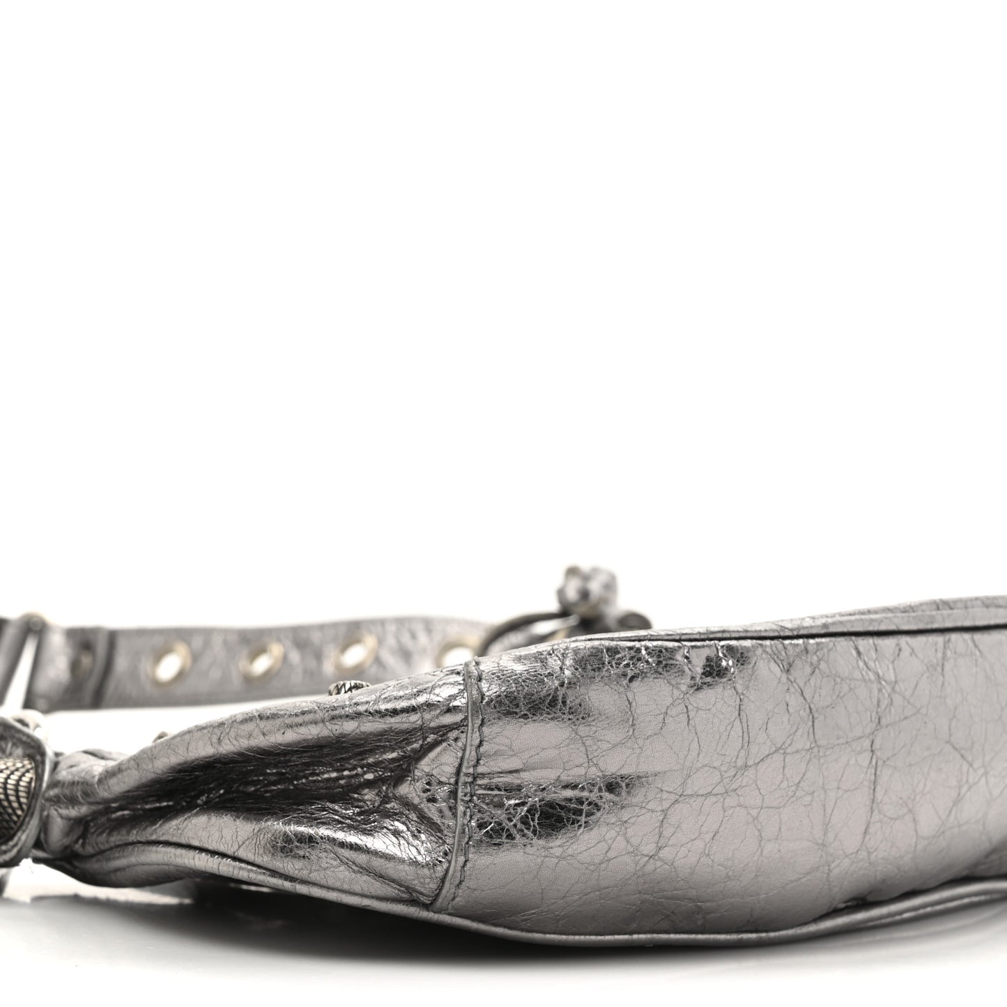 Metallic Agneau Arena Le Cagole Shoulder Bag XS Silver