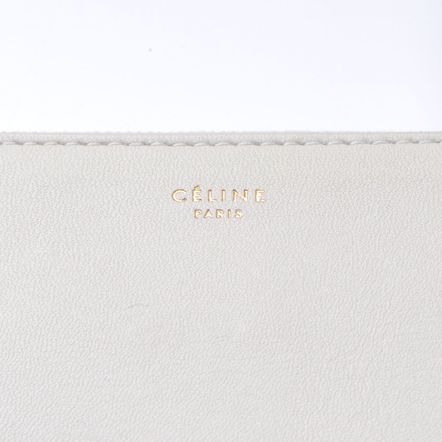 Celine Lambskin Bi-Color Solo Clutch Pouch White Yellow 4 of 8