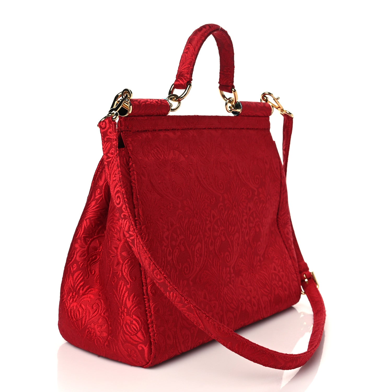 Dolce & Gabbana Brocade Large Miss Sicily Satchel Red 2 of 8