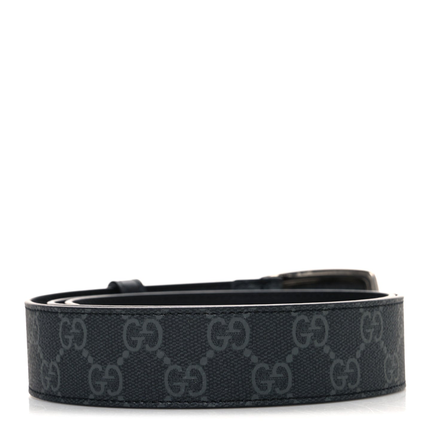 GG Supreme Monogram Plaque Buckle Belt 90 36 Black