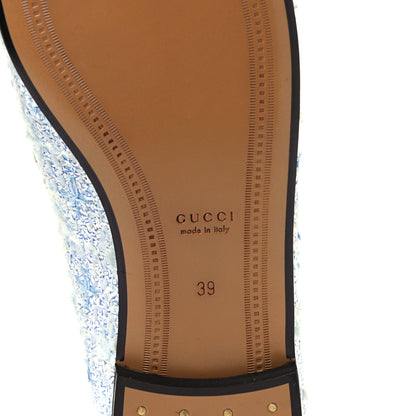 Gucci Wool Tweed Horsebit Womens Jordaan Loafers 9 Light Blue White Mystic White 7 of 10