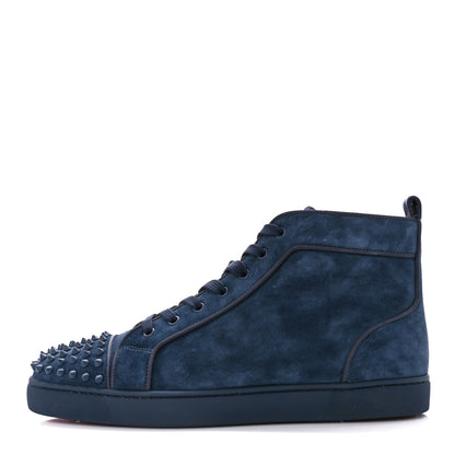 Christian Louboutin Veau Velours Louis Orlato High Top Sneakers 45 Blue 1 of 11