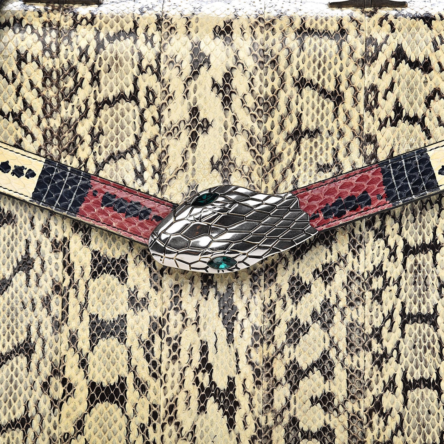 Snakeskin Small Lilith Top Handle Bag Beige