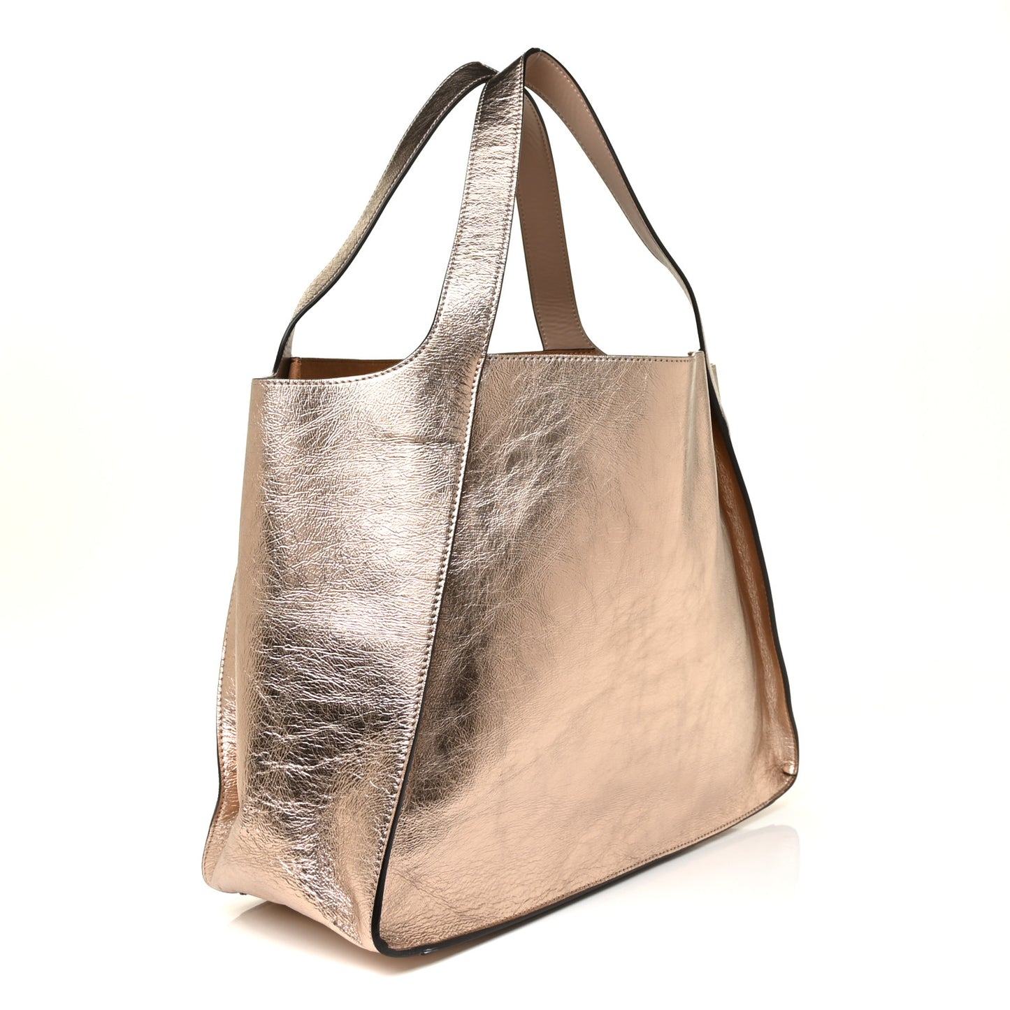 Metallic Eco Alter Nappa Perforated Logo Large Satchel Gold